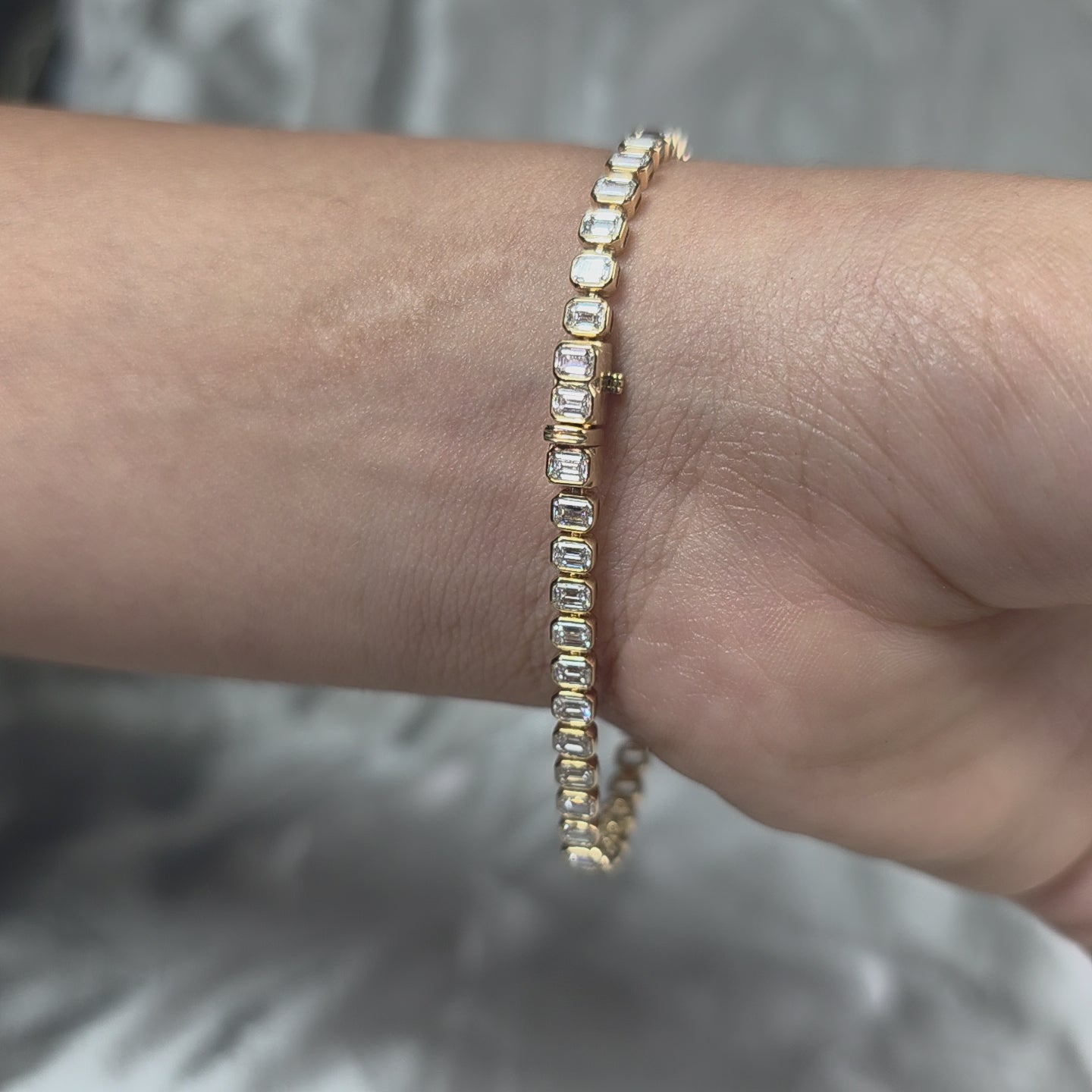Emerald Cut Natural Diamond Tennis Bracelet Bezel Set Bracelet Diamond Bracelet Anniversary Gift For Her Fine Handmade Luxury Jewelry