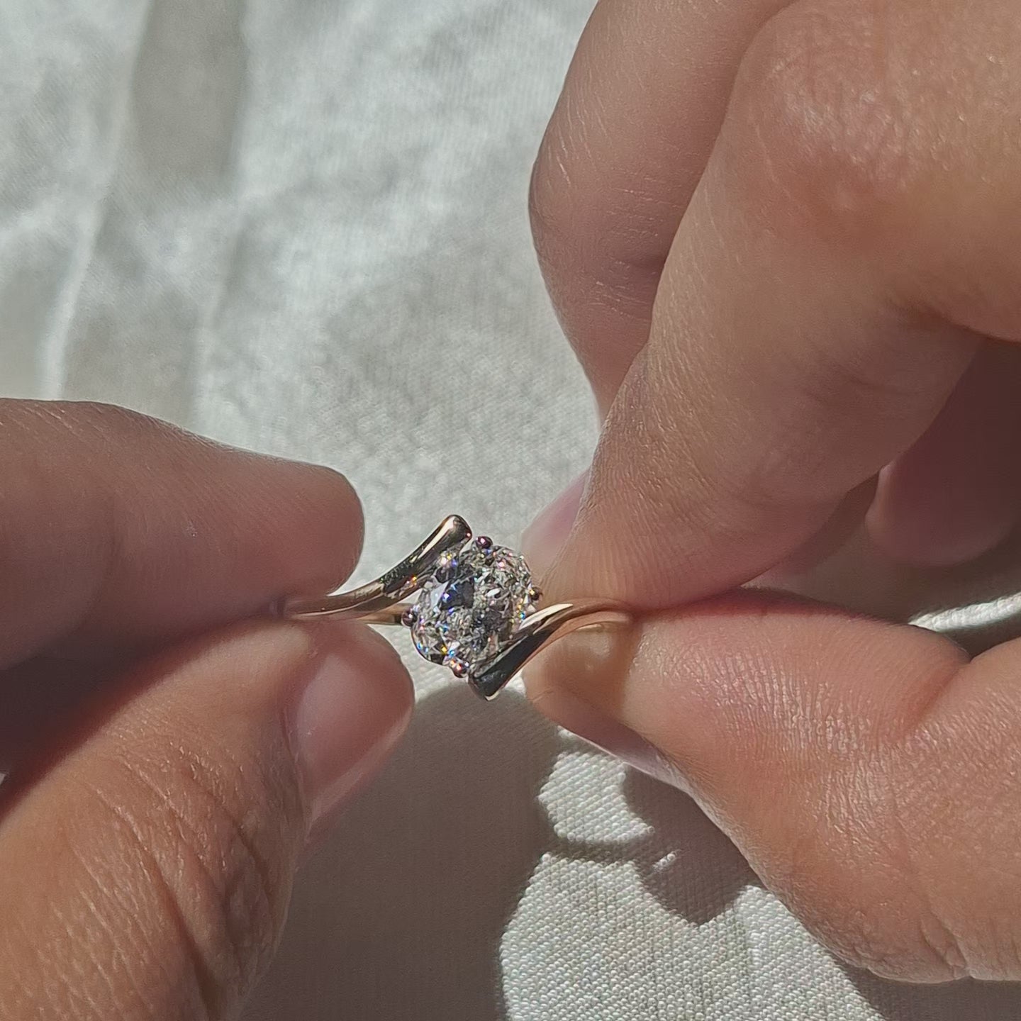 Oval Lab Grown Diamond Engagement Ring Bypass Set Ring