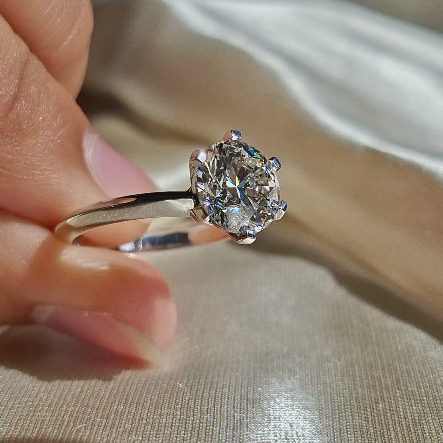Round Lab Grown Diamond Solitaire Engagement Ring Minimalist Promise Ring