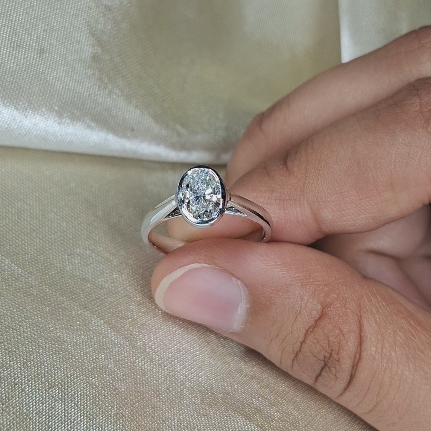 Oval Lab Grown Diamond Engagement Ring Solitaire Ring Anniversary Gift for Her