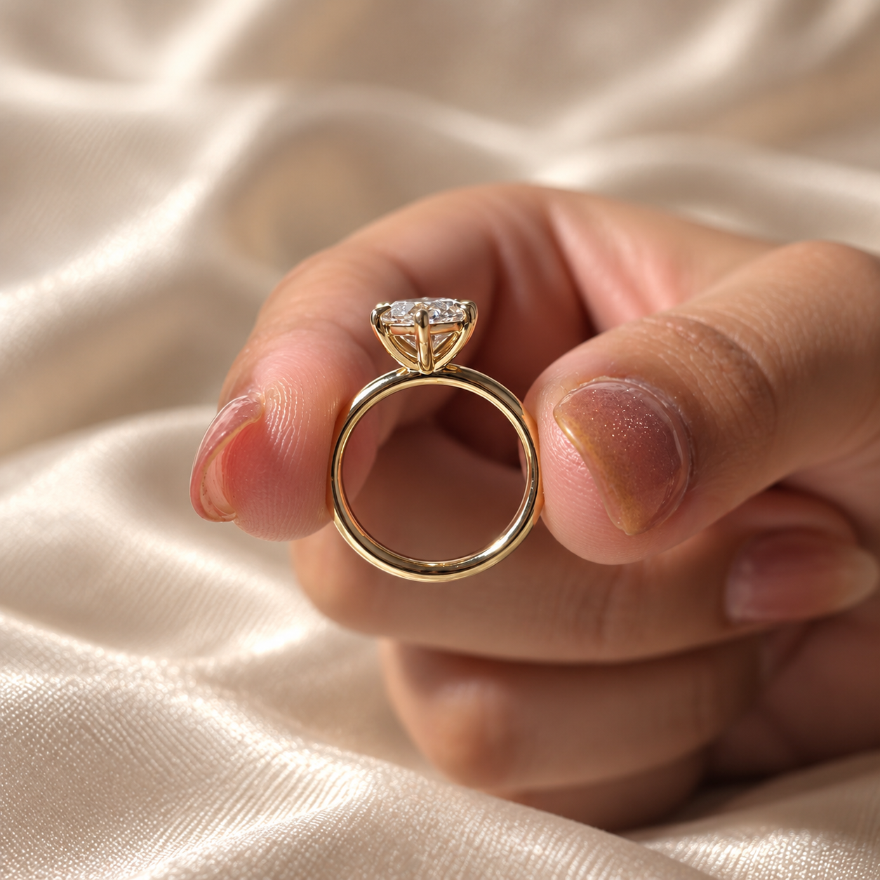 Marquise Lab Grown Diamond Engagement Ring Yellow Gold Solitaire Ring Elegant Marquise Cut Custom Bridal Ring